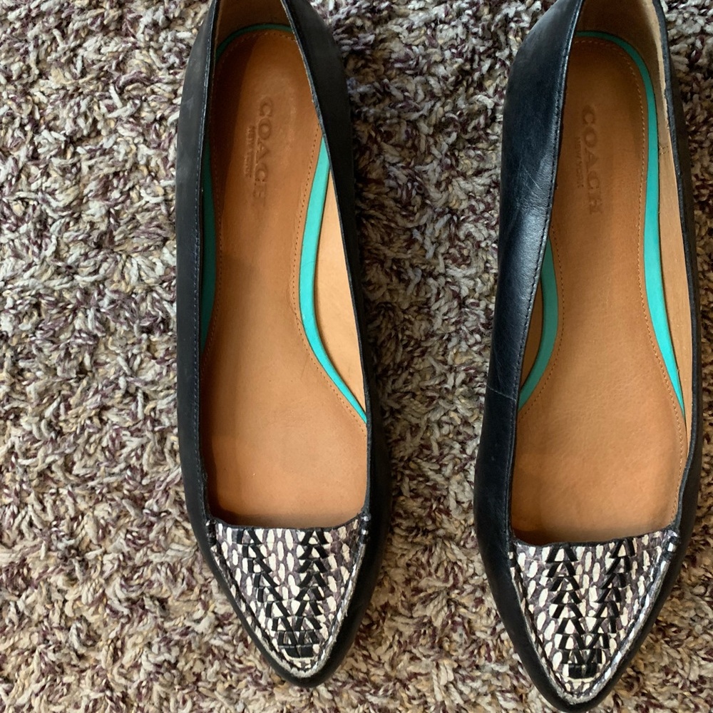 Coach all leather flats